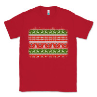 Red knitted christmas reindeer pine tree background Classic Tee - Jasminsmagicworld