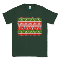 Sports Green knitted christmas reindeer pine tree background Classic Tee - Jasminsmagicworld