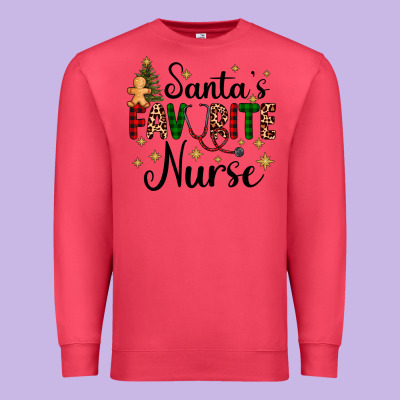 Santa's Favorite Nurse Premium Sweatshirt Designed By Adodesignshop