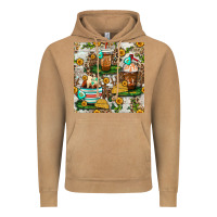 Vintage Camel cow coffee cups and farm with leopard seamless pattern bbs Vintage Hoodie - BundleAndBundleShop