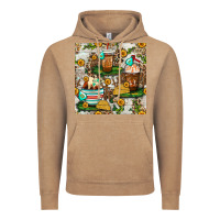 Vintage Coffee cow coffee cups and farm with leopard seamless pattern bbs Vintage Hoodie - BundleAndBundleShop