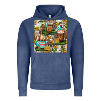 Vintage Denim cow coffee cups and farm with leopard seamless pattern bbs Vintage Hoodie - BundleAndBundleShop