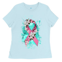 Baby Blue cancer ribbon Ladies Tee - CowGirlArtShop