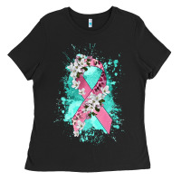 Black cancer ribbon Ladies Tee - CowGirlArtShop