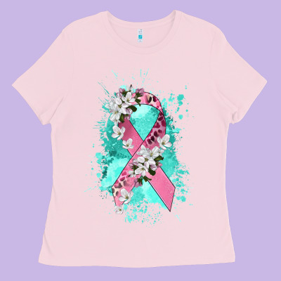 Cancer Ribbon Ladies Tee Designed By Cowgirlartshop