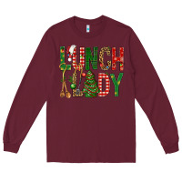 Burgundy Lunch Lady Christmas Long Sleeve Tee - BundleAndBundleShop