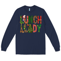 Navy Lunch Lady Christmas Long Sleeve Tee - BundleAndBundleShop