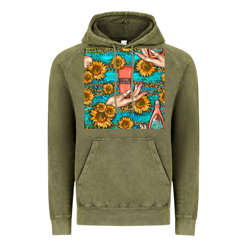 Hand Cream Nail Polish Remover And Sunflowers With Leopard And Glitter Vintage Hoodie by BundleAndBundleShop | Teevron