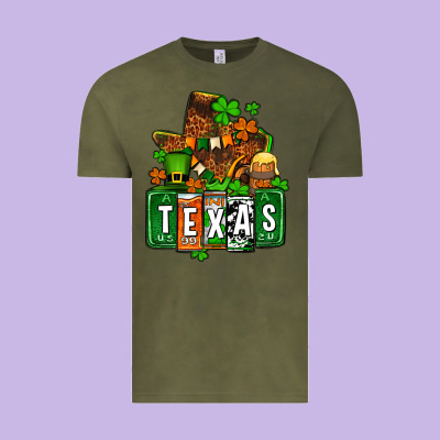 St. Patrick's Texas Map Vintage Tee Designed By Oliviacreatesart