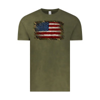 Vintage Olive Camouflage Usa Flag Background Vintage Tee - Jasminsmagicworld