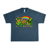 Midnight Navy Peace love St. Patrick's Day Urban Heavy Tee - OliviaCreatesArt