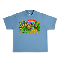 Pebble Blue Peace love St. Patrick's Day Urban Heavy Tee - OliviaCreatesArt