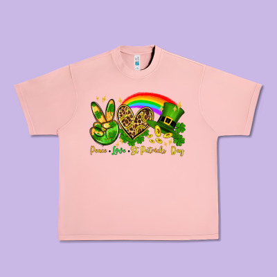 Peace Love St. Patrick's Day Urban Heavy Tee Designed By Oliviacreatesart