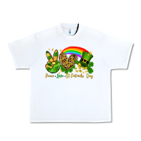 White Peace love St. Patrick's Day Urban Heavy Tee - OliviaCreatesArt