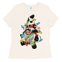 Bone christmas cow gnome Ladies Tee - CowGirlArtShop