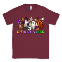 Burgundy spooky vibes sports ghosts Classic Tee - CowGirlArtShop