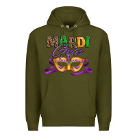 Army Green happy mardi gras carnival mask Premium Hoodie - Jasminsmagicworld