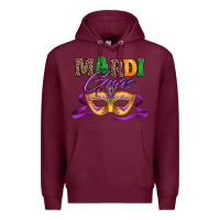 Burgundy happy mardi gras carnival mask Premium Hoodie - Jasminsmagicworld