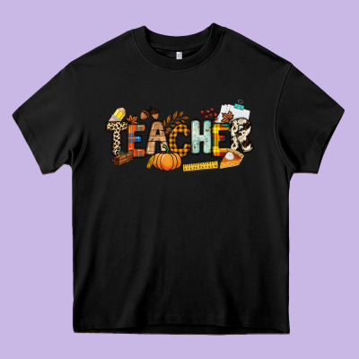 Fall Teacher Heavy Core Tee Designed By Nancycooperartshop