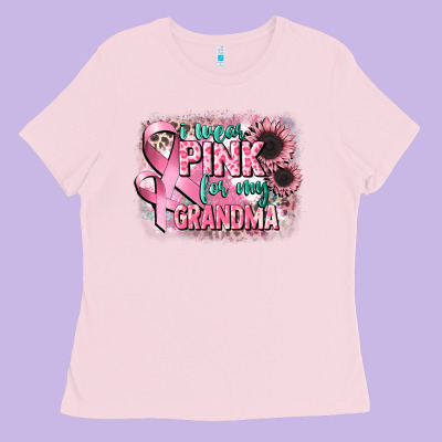I Wear Pink For My Grandma Ladies Tee Designed By Cowgirlartshop