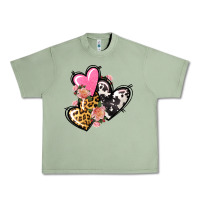 Oil Green Pink glitter leopard cowhide hearts Valentine's Urban Heavy Tee - FaDigitalArtStudio