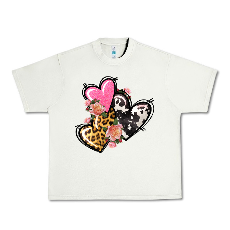 Pink Glitter Leopard Cowhide Hearts Valentine's Urban Heavy Tee by FaDigitalArtStudio | Teevron