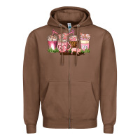 Chestnut pig coffee cups Zipper Hoodie - AdoDesignShop