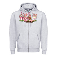 Heather Grey pig coffee cups Zipper Hoodie - AdoDesignShop