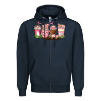 Navy pig coffee cups Zipper Hoodie - AdoDesignShop