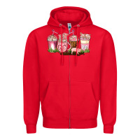 Red pig coffee cups Zipper Hoodie - AdoDesignShop