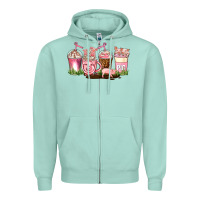 Seafoam pig coffee cups Zipper Hoodie - AdoDesignShop