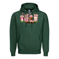 Sports Green pig coffee cups Zipper Hoodie - AdoDesignShop