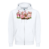 White pig coffee cups Zipper Hoodie - AdoDesignShop