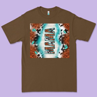 Tooled Leather And Cowhide Mama Premium Tee Designed By Tumblerdesignbyshophia