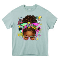 80's Babe Afro Messy Bun Heavy Core Tee | Teevron