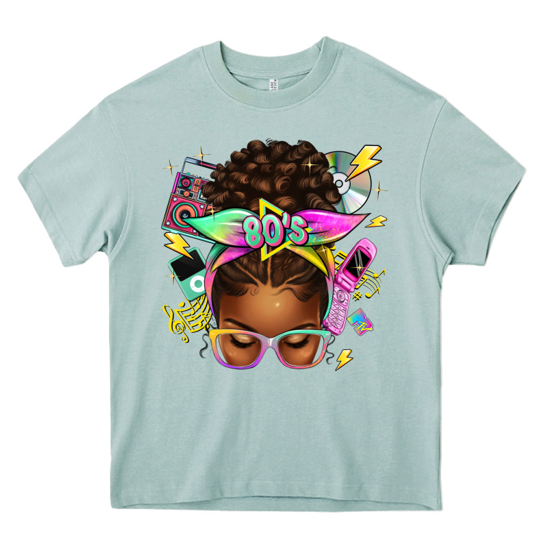 80's Babe Afro Messy Bun Heavy Core Tee by texasbilliewilder | Teevron