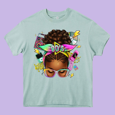 80's Babe Afro Messy Bun Heavy Core Tee Designed By Texasbilliewilder
