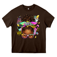 Chocolate Brown 80's babe afro messy bun Heavy Core Tee - texasbilliewilder