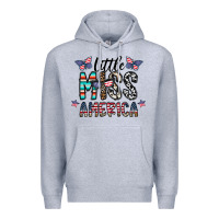 Heather Grey little miss america Premium Hoodie - CowhideDigitalArt