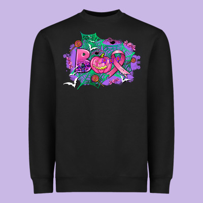 Halloween Boo With Cancer Ribbon Heavyweight Sweatshirt Designed By Adodesignshop