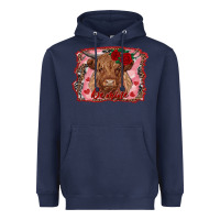 Navy be mine highland cow Heavyweight Hoodie - AdoDesignShop