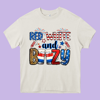 Red White And Boozy Heavy Core Tee Designed By Ranaportraitstore