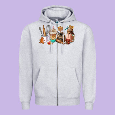 Cookie Coffee Cup Zipper Hoodie Designed By Adodesignshop