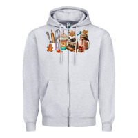 Heather Grey cookie coffee cup Zipper Hoodie - AdoDesignShop