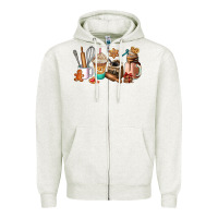 Oatmeal Heather cookie coffee cup Zipper Hoodie - AdoDesignShop