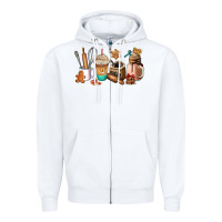 White cookie coffee cup Zipper Hoodie - AdoDesignShop