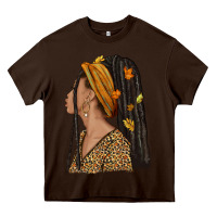Chocolate Brown Fall afro woman Heavy Core Tee - NancyCooperArtShop