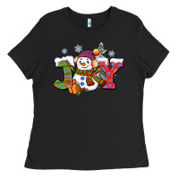 Black christmas joy snowman Ladies Tee - CowGirlArtShop