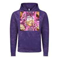 Cloud Purple cat coffee cups and paw with leopard and glitter seamless pattern bbs Vintage Hoodie - BundleAndBundleShop