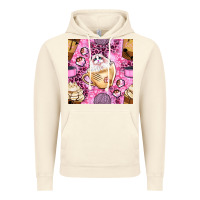 Vintage Artic cat coffee cups and paw with leopard and glitter seamless pattern bbs Vintage Hoodie - BundleAndBundleShop